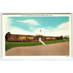 Vintage Linen Postcard Fort Weare Game Park Pigeon Forge TN 1940s